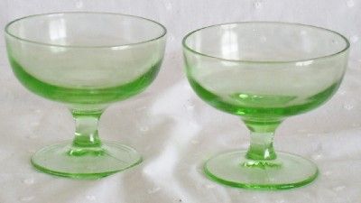 Vintage Green Depression Glass Dessert Dishes Set of 2  