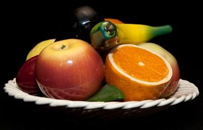 Beautiful Mano Rope Bowl with Ceramic Fruit Manises Spain  