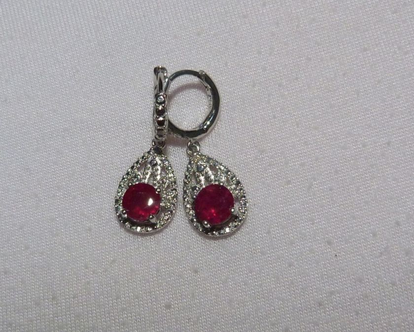 75 CTW SS MAHALEO RUBY DANGLE EARRINGS W ACCENT  