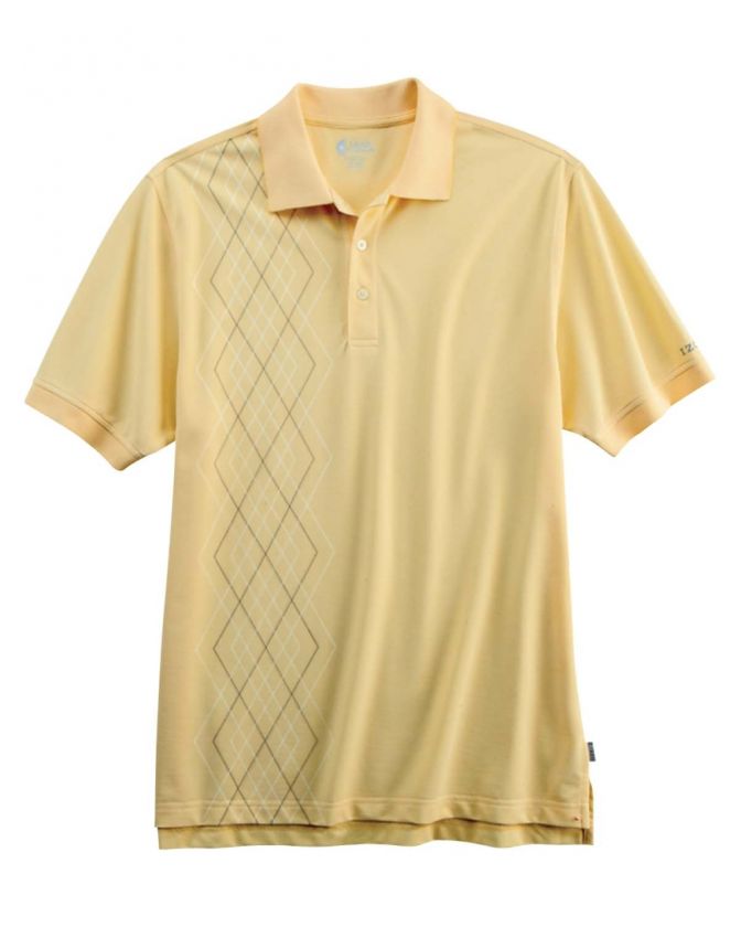 Izod Mens Performance Oxford Pique Argyle Short Sleeve Polo Shirt 