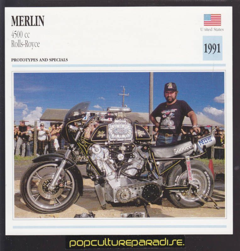 1991 MERLIN 4500 cc Rolls Royce LUCKY KEIZER BIKE CARD  