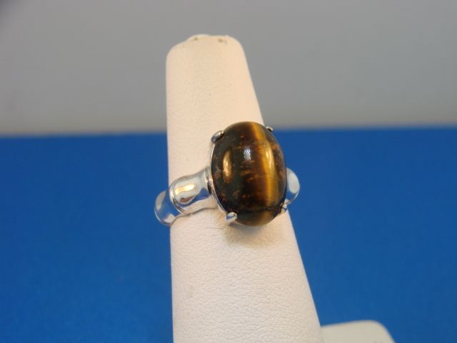 925 Sterling Silver+Tiger Eye Ring Not Scrap Jewelry  