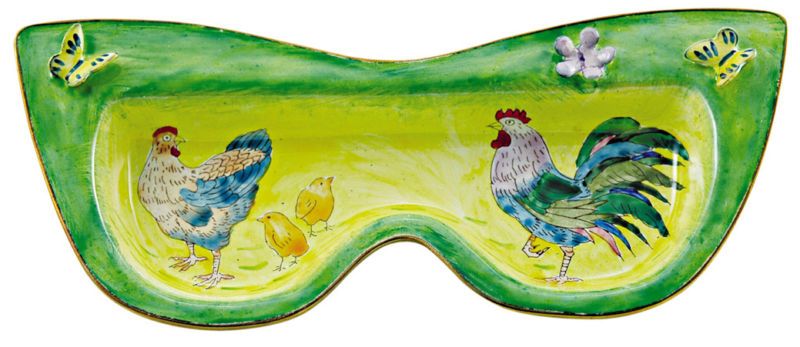 KELVIN CHEN Enamel Eyeglasses Tray Holder   Rooster  