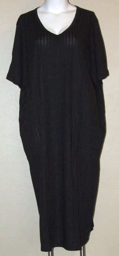 Plus Size 6X 5X 4X 3X Ribbed V neck Lounger Black  