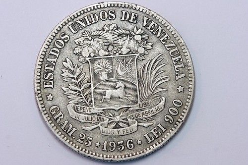 Gorgeously Fine Looking 1936 Venezuela 25 Gram Y#24.2   XF  