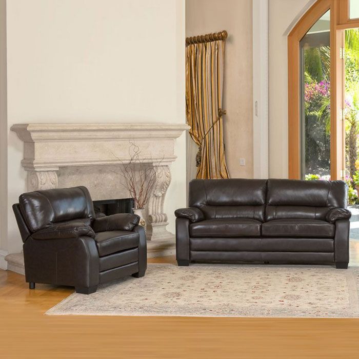 Sofa Couch / Arm Chair Brentwood New Dark Brown Leather Living Room 