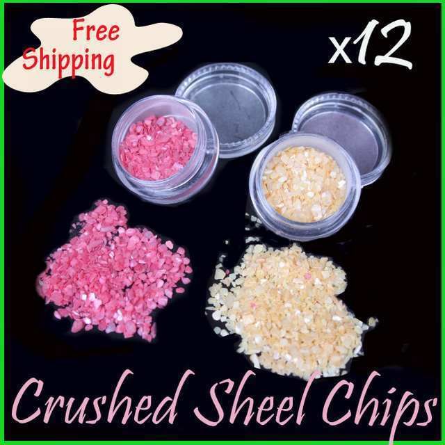   COLOR CRUSHED SHELL POWDER NAIL ART TIPS DECORATION 3D UV GEL c  