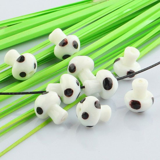 15PCS New Mushroom Handmade Lampwork Glass Loose Beads  