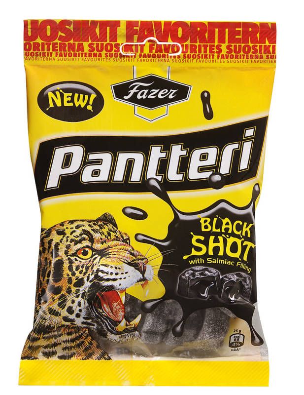 Karl Fazer Pantteri Black Shot Salmiakki 160g Finland  