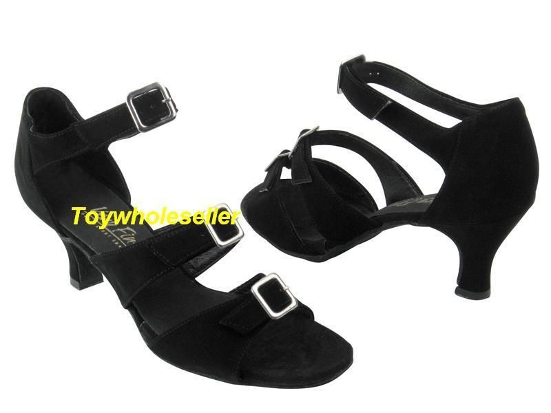 Ladies Latin Ballroom Salsa Black Nubuck Dance Shoes N5  