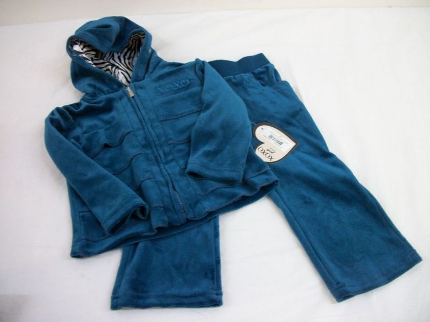 XOXO Girls 2 Piece Aqua Velour Set Size 6  