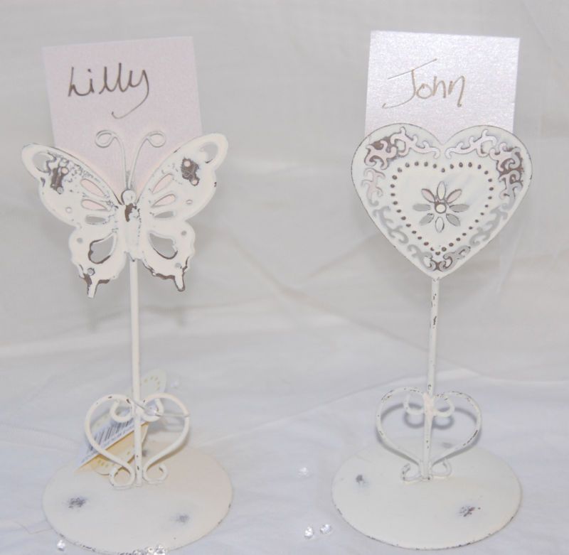 Shabby Chic Heart Table Number No Holder Wedding Photo  