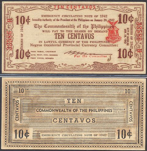 PHILIPPINES   10 CENTAVOS 1942 AU P S643  