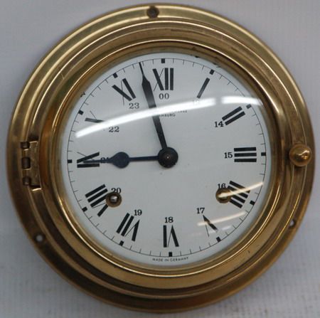 VINTAGE BRASS WEMPE CHRONOMETERWERKE HAMBURG GERMAN MADE CLOCK  