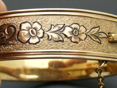 Vintage Victorian Hinged Bangle Bracelet 12K Gold Filled Hayward 