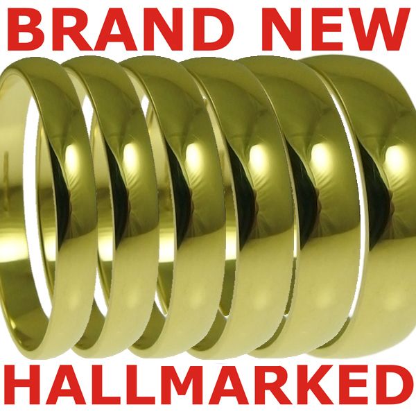   4mm 5mm 6mm 375 UK HM 9ct Yellow Light D Shape Wedding Band Rings H Z1