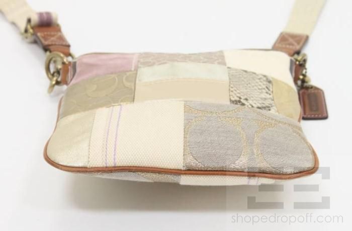 Coach Cream & Lilac Monogram Patchwork Crossbody Bag  