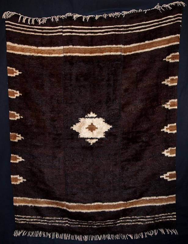 ANTIQUE TURKISH SIIRT ANGORA MOHAIR BLANKET, CIRC 1920.  