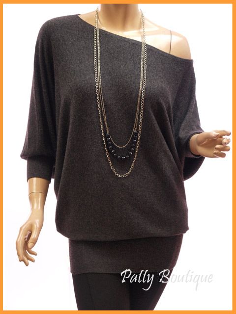 Comfy On/One Shoulder Wool Blend Wing Sleeve Sweater Top  