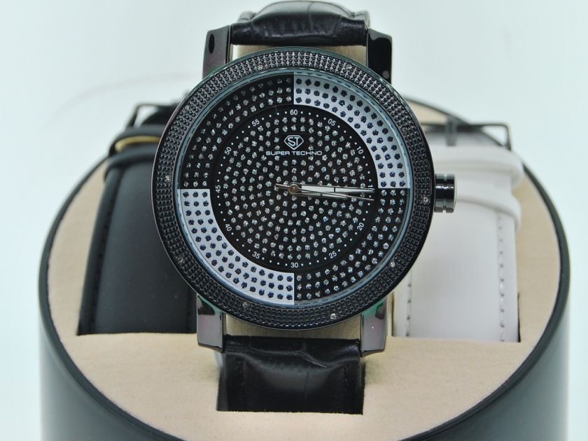 MEN SUPER TECHNO JOE RODEO BLACK TONE 10 DIAMOND WATCH  