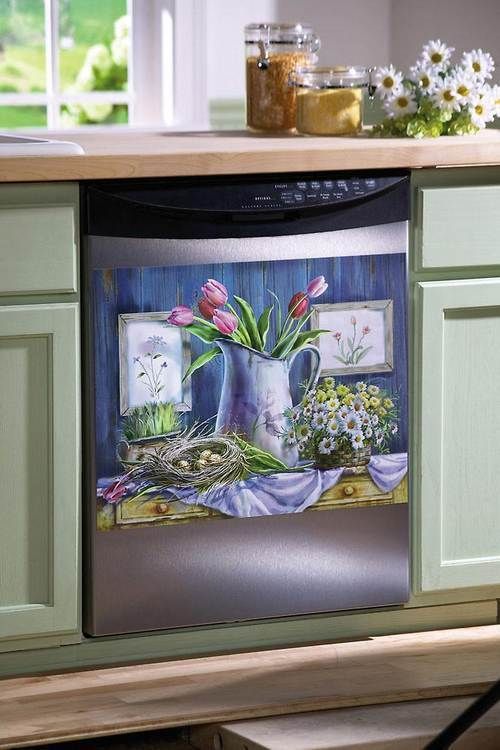 Country Tulips Still Life Dishwasher Cover Magnet  