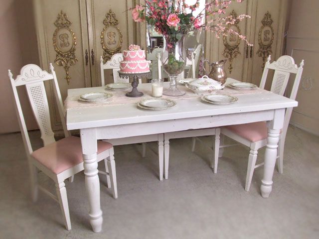 Shabby French Chic Farmhouse Farm Table White Rustic  