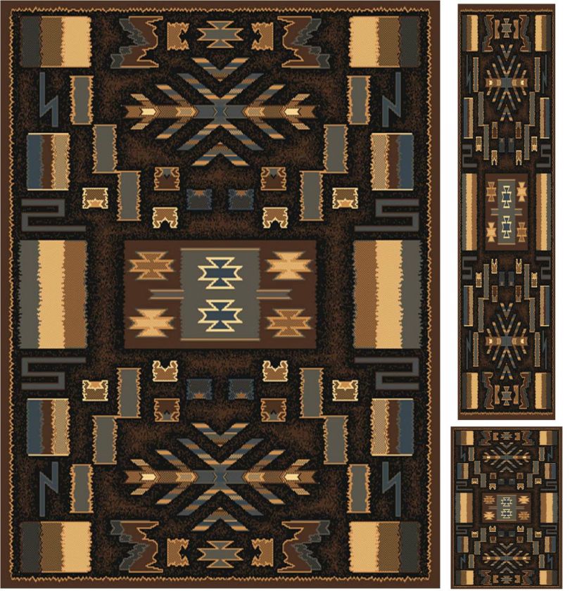   PCS (5X8) (2x3) (2x6) AREA RUG SET MAT RUNNER COMBO BROWN  