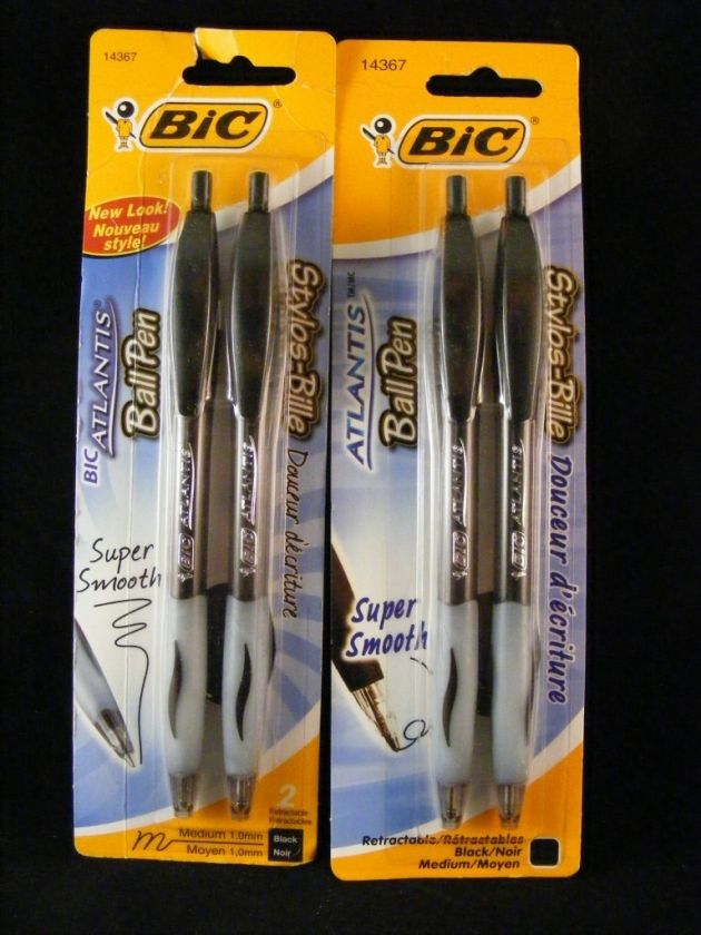 Bic Atlantis Ball Pens Black Ink Medium Point 14367 070330143678 