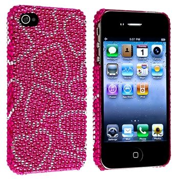   apple iphone 4 4s pink with white heart bling rear quantity 1 keep
