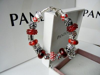 AUTHENTIC PANDORA .925 STERLING SILVER BRACELET RED LOVING FAMILY 20 