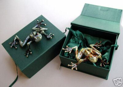 FINE CERAMIC FROG IN FANCY GIFT BOX   CHOOSE COLOR  