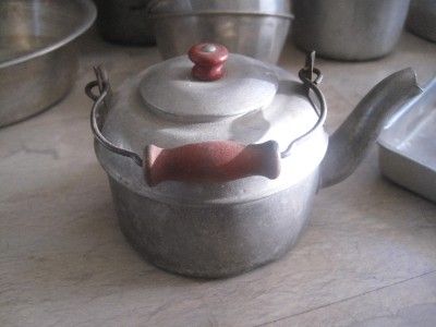 Antique Childrens Aluminum Cookware Set Old  