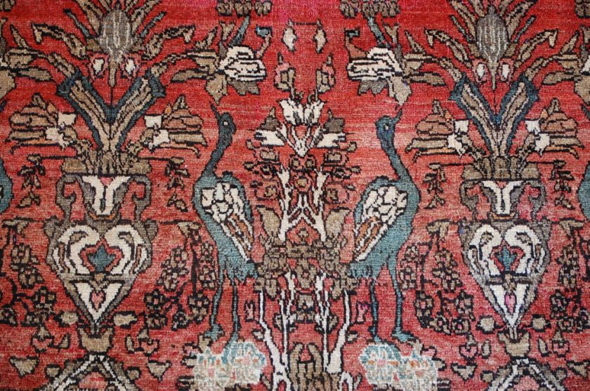 c1910s ANTIQUE BIRD DESIGN PERSIAN BIJAR RUG 2.6x4.2  