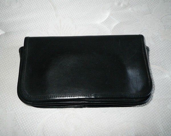 COACH VINTAGE BLK BONNIE CASHIN KISSLOCK LG LEATHER CLUTCH BAG MADE IN 