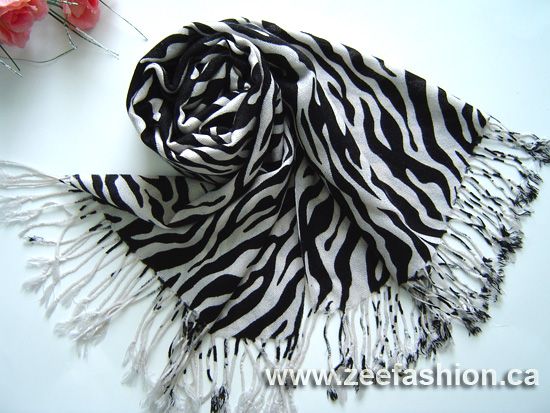 ZEBRA & LEOPARD FASHION PASHMINA SILK CASHMERE SCARF  