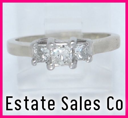 14k & Platinum Past Present Future Diamond Anniversary Ring .57ct