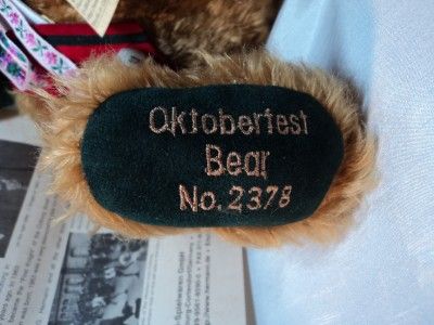  Oktoberfest Teddy Bear 75th Birthday Limited Edition NIB w/ Tag  