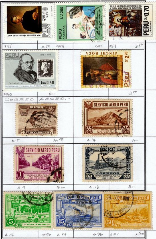 PERU Collection 381 Different Stamps 1886/1990  