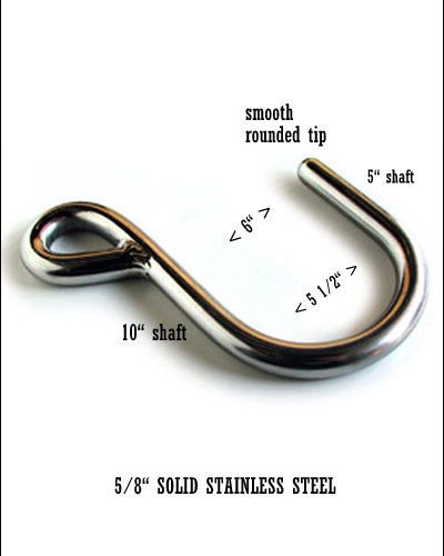 SOLID STAINLESS STEEL HOOK HANGER ~ 10 LONG X 5/8 DIA  