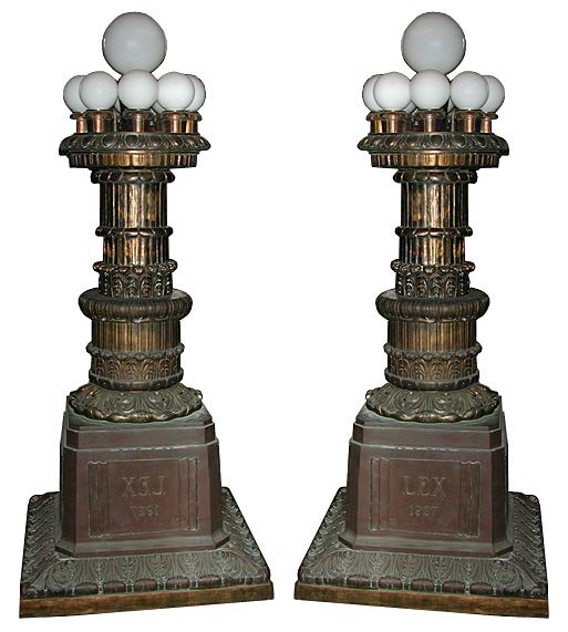 4298 Pair of Chicago Courthouse Bronze Torcheres  