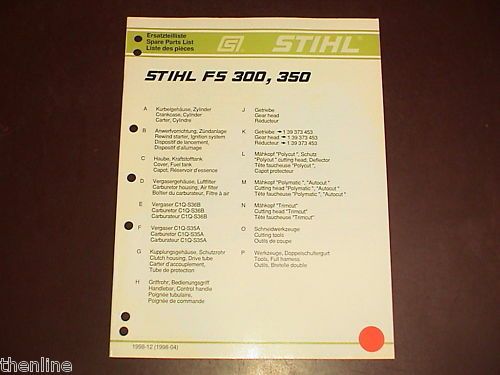 STIHL Trimmer Spare Parts List Manual Book FS300 FS350  