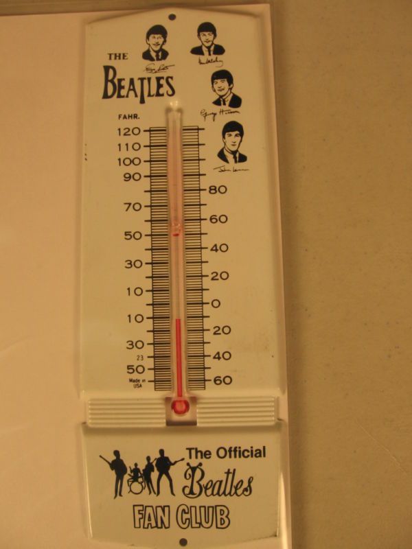 Beatles Fan Club Thermometer Metal 2.5x7.25  