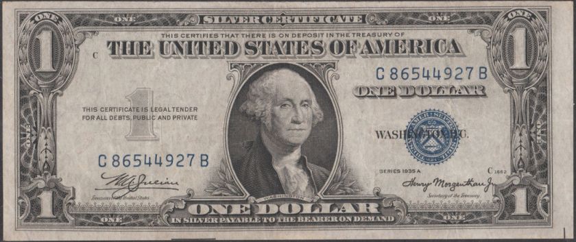   00 SILVER CERTIFICATE; STRONG REVERSE OFFSET MAJOR ERROR   RARE HV571