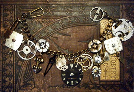 NEVER ENOUGH TIME Steampunk/Industrial Vtg Watch Parts/Dials Charm 