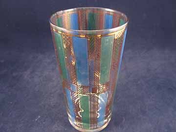 George Briard Cocktail Glasses EUC Vintage Gold Teal Tumblers Retro 