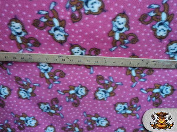 POLAR FLEECE FABRIC PRINTED *MONKEY PINK* BTY  