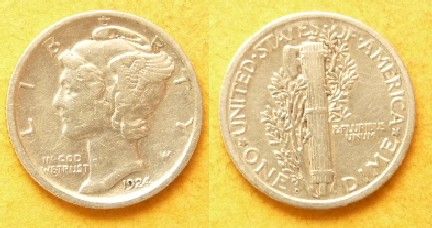 Mercury Dime 1924 D XF   