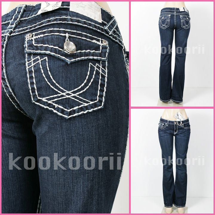 LA Idol* Women Jeans White Stitch BOOTCUT, Regular 0 15size  