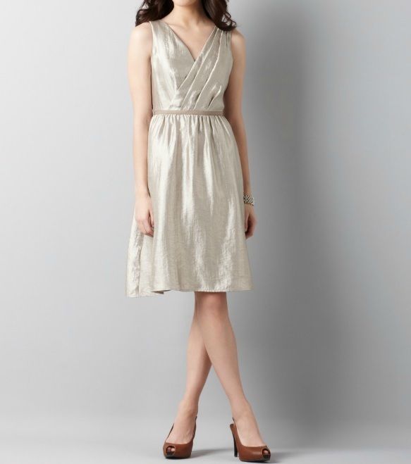 Ann Taylor Loft Shimmer Crossover Neck Dress Size 4 NWT  