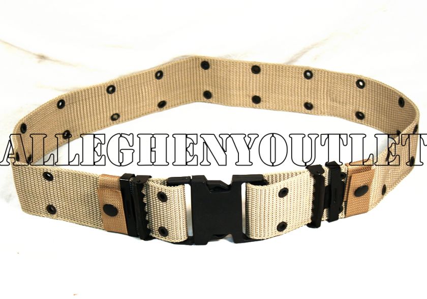 US MILITARY Type Medium Pistol Web Belt TAN USMC w/ BLACK QR Buckle 